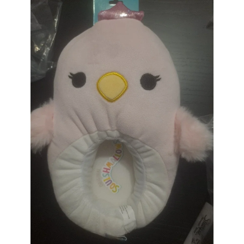 Original Squishmallows Plush Slippers Pink Chic Pink White Yellow Kids Size 4-5